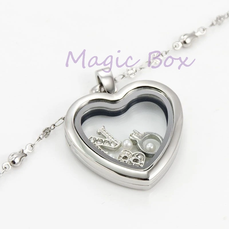Серебряное сердце из нержавеющей стали плавающий медальон ожерелье подвеска