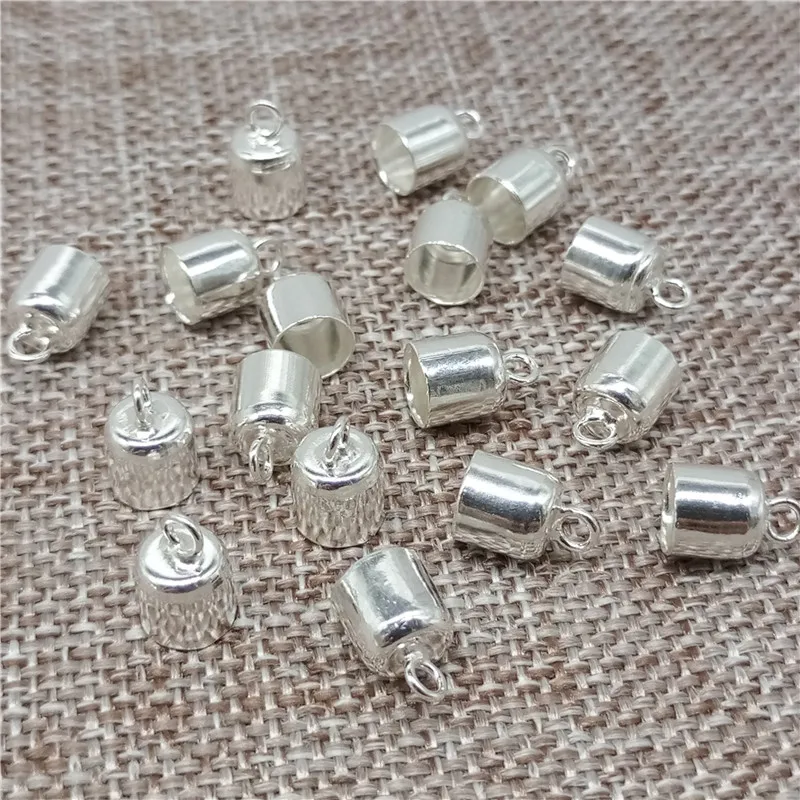 925 Sterling Silver Leather Cord End Caps with Loop 5mm Hole for Bracelet Necklace | Украшения и аксессуары