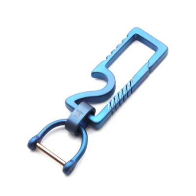 Titanium Buckle Blue Настоящий титановый мужской автомобильный брелок для ключей, Супер Легкий Титановый брелок с пряжкой в форме сердца, брелок для ключей EDC, креативный подарок - Цвет: Titanium Buckle Blue