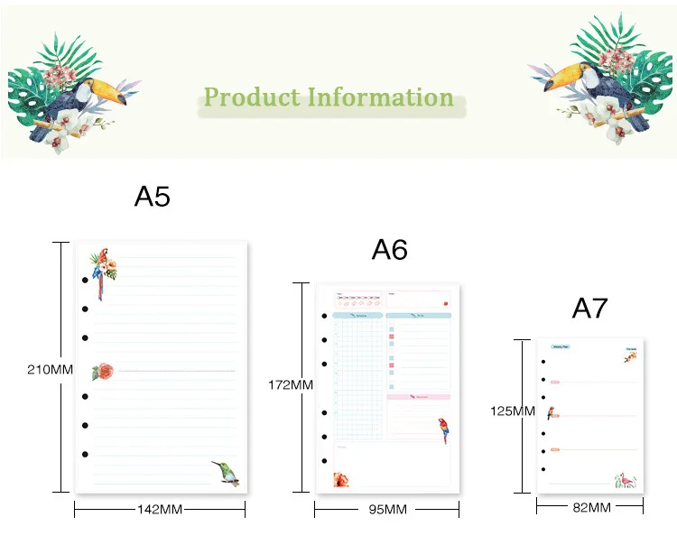 

A5 A6 Dilosbu filler papers colourful inside paper monthly plan todo list dot line dairy notebook 6 hole loose-leaf inner core