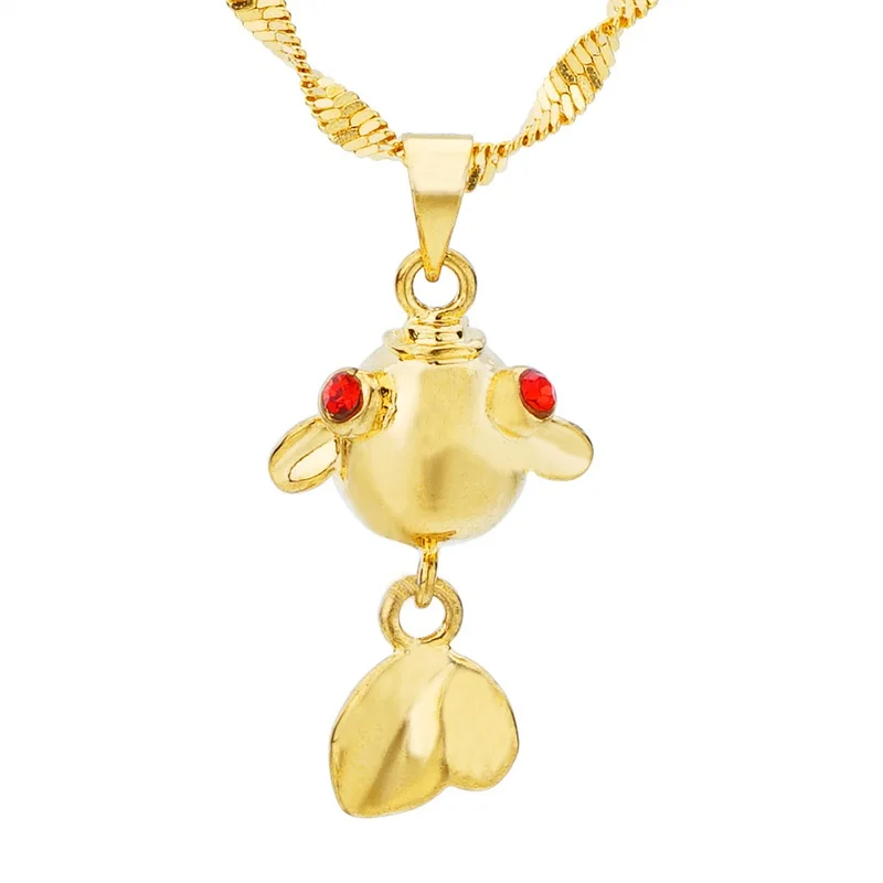 OMHXFC Wholesale European Fashion Woman Man Unisex Party Birthday Wedding Gift Goldfish Zircon 18KT Real Gold Charm Pendant PN94 | Украшения