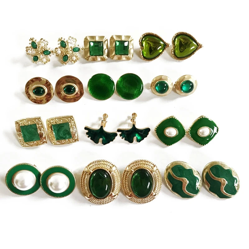 Sweet Elegant Designs Clip Earring, Fashion Multi Green Styles Jewelry For Women Party Birthday Gift images - 6