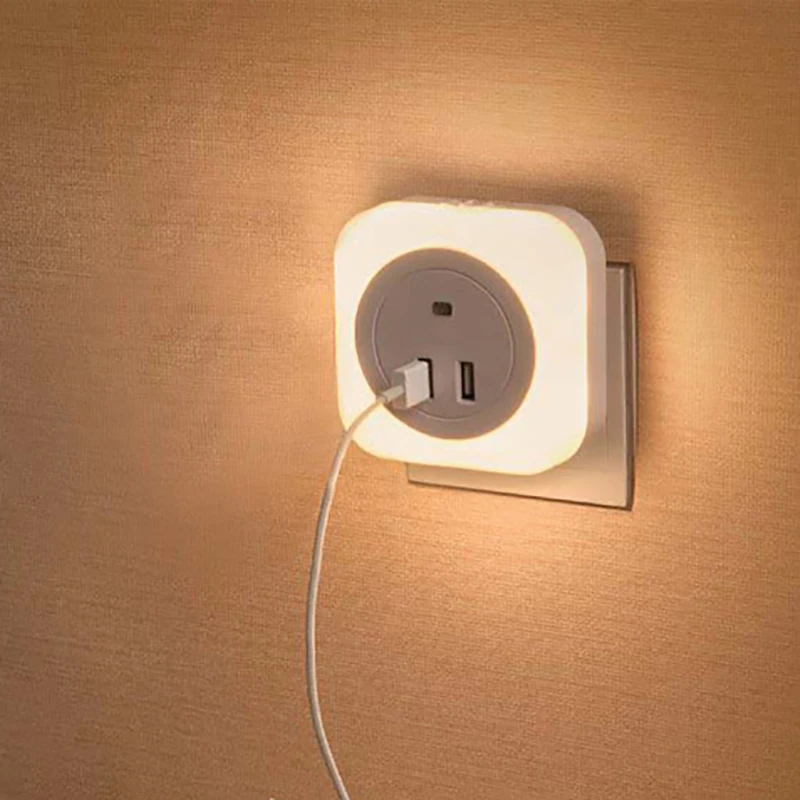 Светодиодный ночник с датчиком 2 Usb зарядным гнездом Led 0 5 Вт Автоматическая
