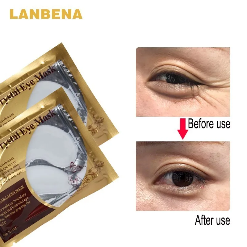 Golden Eye Mask LANBENA 24K Золотая коллагеновая маска для глаз патчи для глаз Темные круги Отечность глаз мешок против старения морщин укрепляющий уход за кожей 10 шт = 5 пар - Цвет: Golden Eye Mask