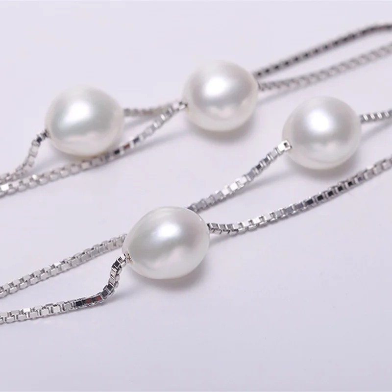 Genuine new style Double-deck design S925 Sterling silver Bracelet TOP natural pearl Fashion jewelry for women Girl's | Украшения и