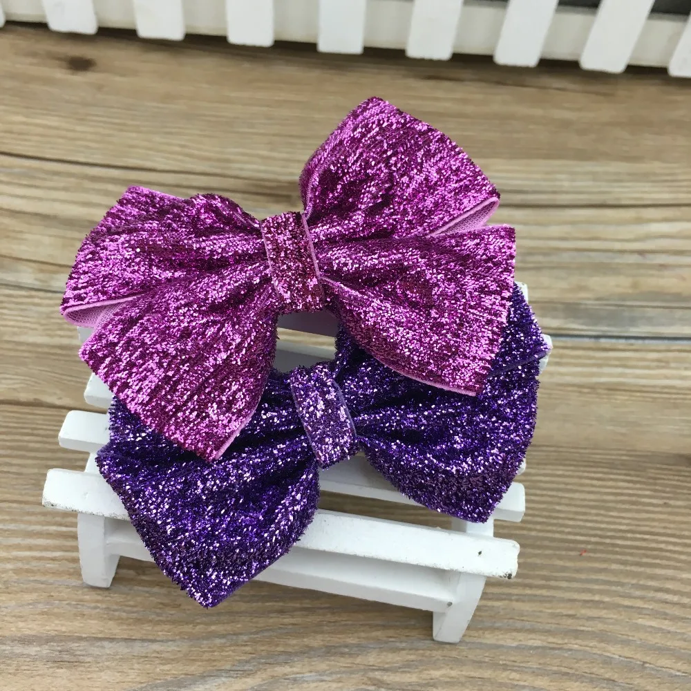 Новый стиль 4 дюйма Блестящий бант для волос девочек с клипсой блестки детей хит