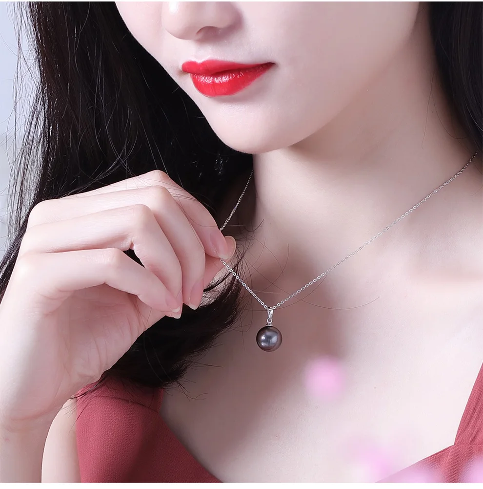 YS Pure 18K белое золото натуральный черный Таити жемчуг кулон ожерелье свадебные ювелирные украшения