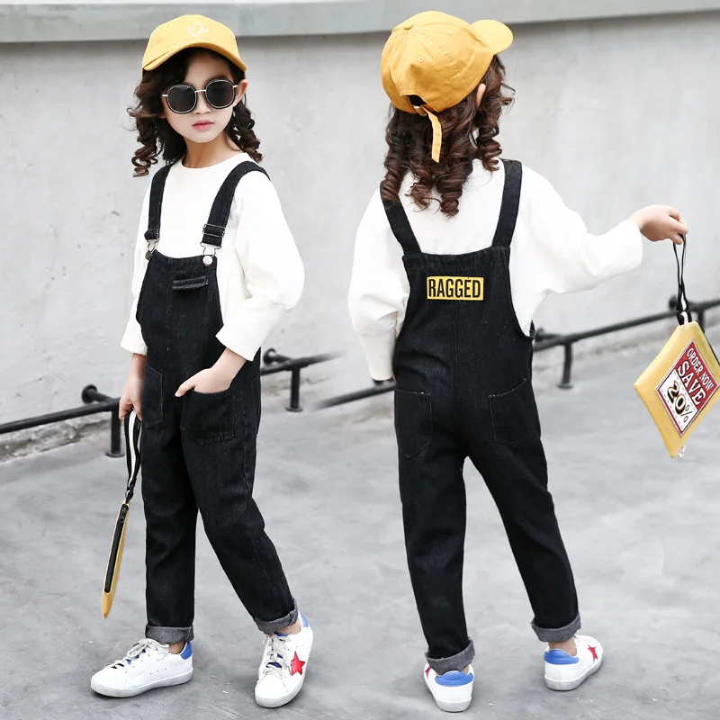 Children's Garment Autumn Child Cowboy Children Solid Color Bib pants | Детская одежда и обувь