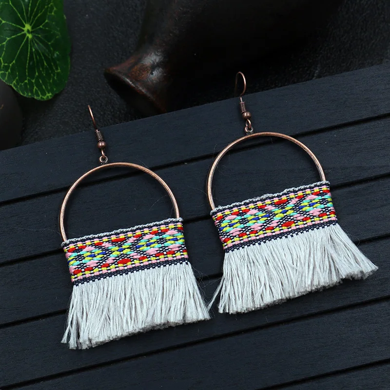 Сплав + ткань богемский стиль ручная работа кисточка кисточки Висячие серьги для
