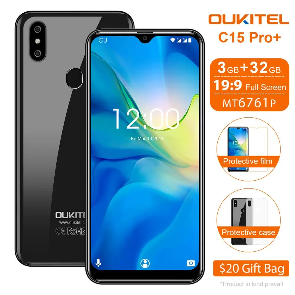 OUKITEL C15 Pro + 2 4G/5G WiFi 4G LTE Смартфон Android 9 0 MT6761 отпечаток пальца Лицо ID капли воды экран