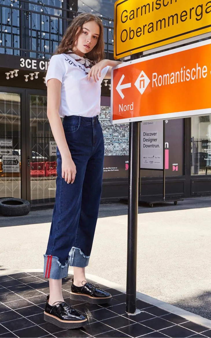 Vero Moda джинсы женские осенние укороченные джинсы с высокой талией и широкими манжетами | 318349546