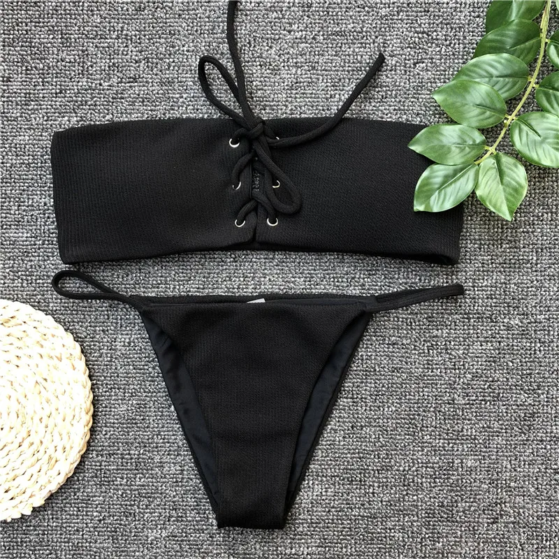 Бикини 2018 Maillot De Bain купальник женский сексуальный чистый цвет с заклепками и