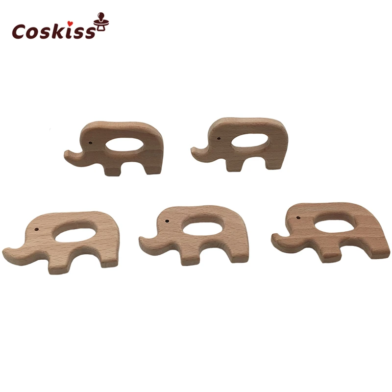 Необработанный деревянный кулон в виде слона Прорезыватель для зубов детские