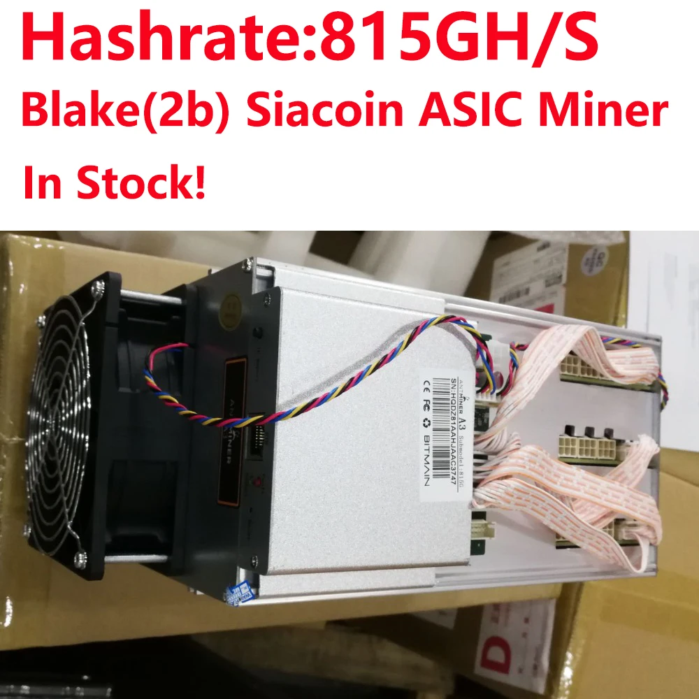 В наличии! Бесплатная доставка Новые Блейк (2b) Siacoin ASIC шахтер Bitmain Antminer A3 815GH/s без APW7