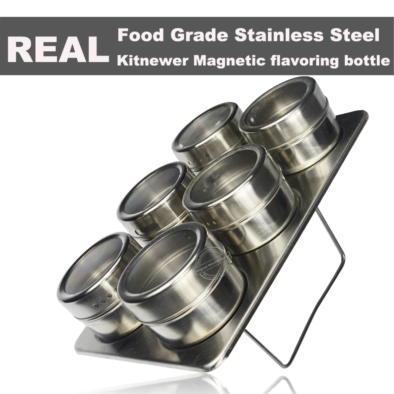 6 шт. магнитный графинчик из нержавеющей стали Набор банок для специй Солонка и