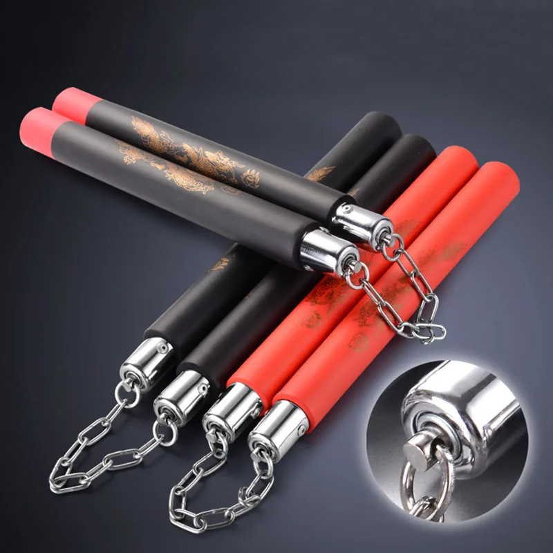 Губка Nunchakus Dragon утолщенная губка Nunchaku Брюс Ли кунг фу черная и красная палка для