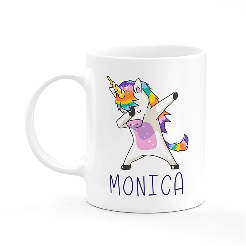 Персонализированные чайные кофейные кружки Dabbing Unicorn PRIDE с именем рождественские