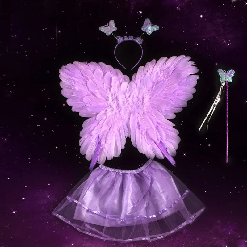 Children Butterfly Feather Wing Girls Princess Fairy Angel Skirt Magic Wands Show Cosplay Costume Props Party Dress Decor|Украшения