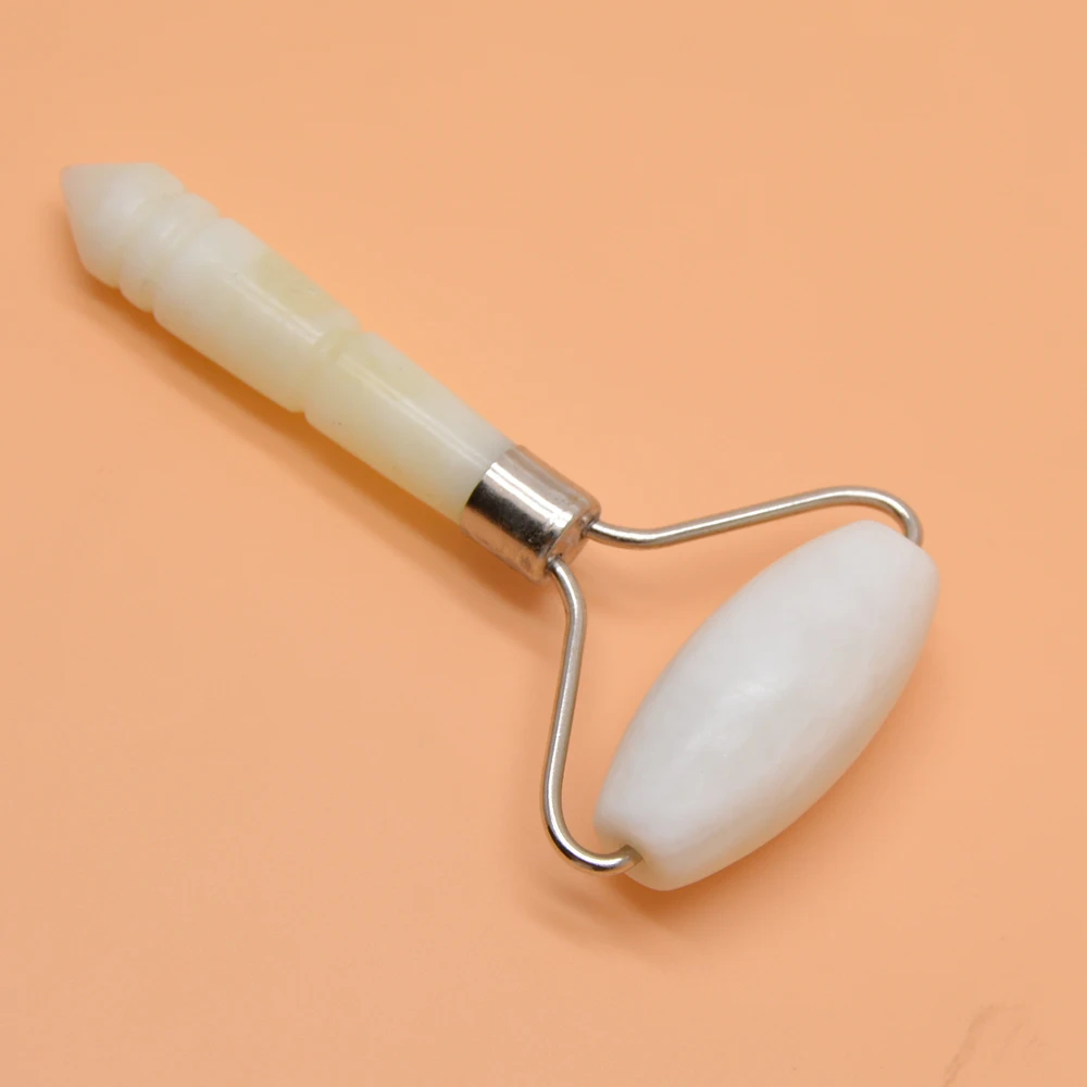 Роликовый массажер для лица антивозрастной натуральный нефритовый каменный