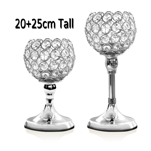 Silver 2025 Bowl Стеклянный Столб, подсвечники, хрустальные подсвечники, подсвечники для стола, свадебные украшения для дома, подарок на новоселье - Цвет: Silver 2025 Bowl