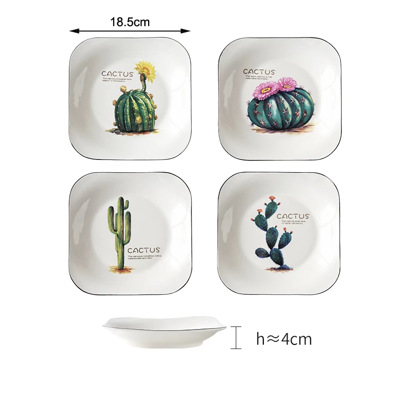 4PCS 1set 4 шт. японский завод керамическая посуда бытовая Высокая кость Китай креативная тарелка столовая тарелка Западная Посуда для фруктов тарелка для салата - Цвет: 4PCS 1set