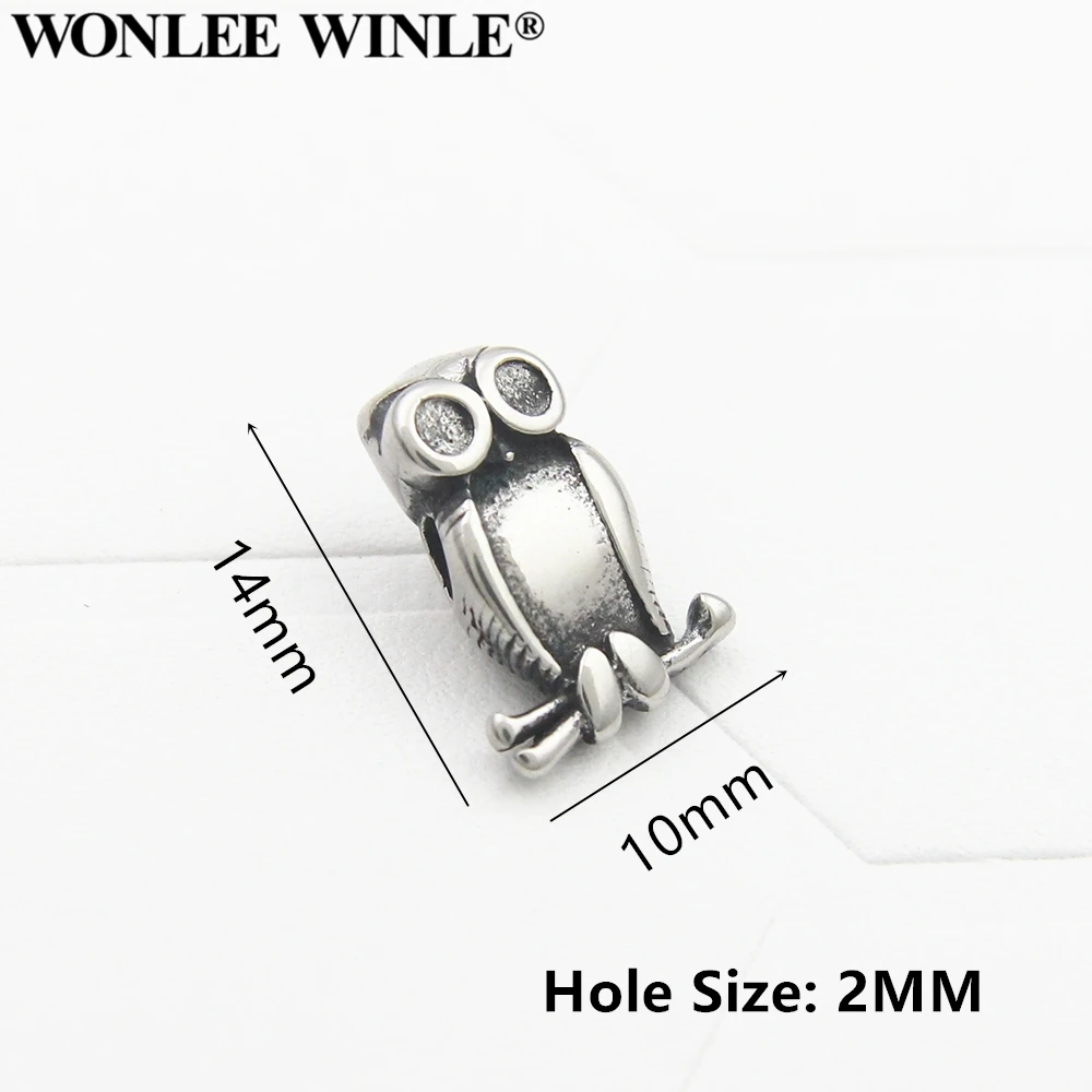 Бусины Wonlee Winle из нержавеющей стали с отверстием 2 мм ретро бусины в виде совы