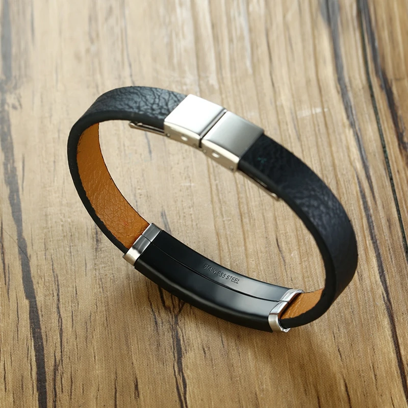 Мужские браслеты из натуральной кожи Винтажные Ювелирные изделия нержавеющей