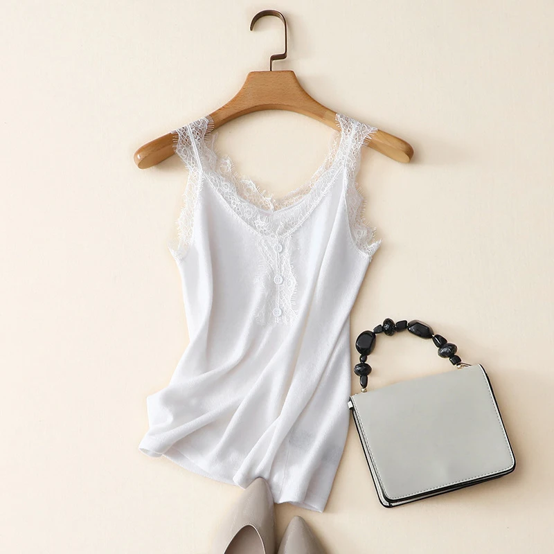 Женский кашемировый топ на бретелях со шнуровкой весна-лето 2019 | Женская одежда