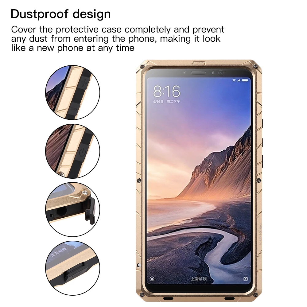 Для Xiaomi mi Max3 Max2 чехол для телефона сверхмощная защита Броня Металл mi Max 3 2 Крышка анти-осень алюминий полный защитный кожух