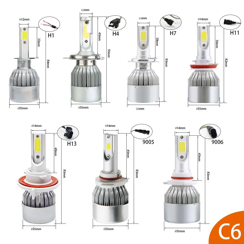 CO светильник H4 Led 36 Вт головная лампа H11 ходовой s 7600Lm 6000K для авто ВАЗ 2109 2115 Лада