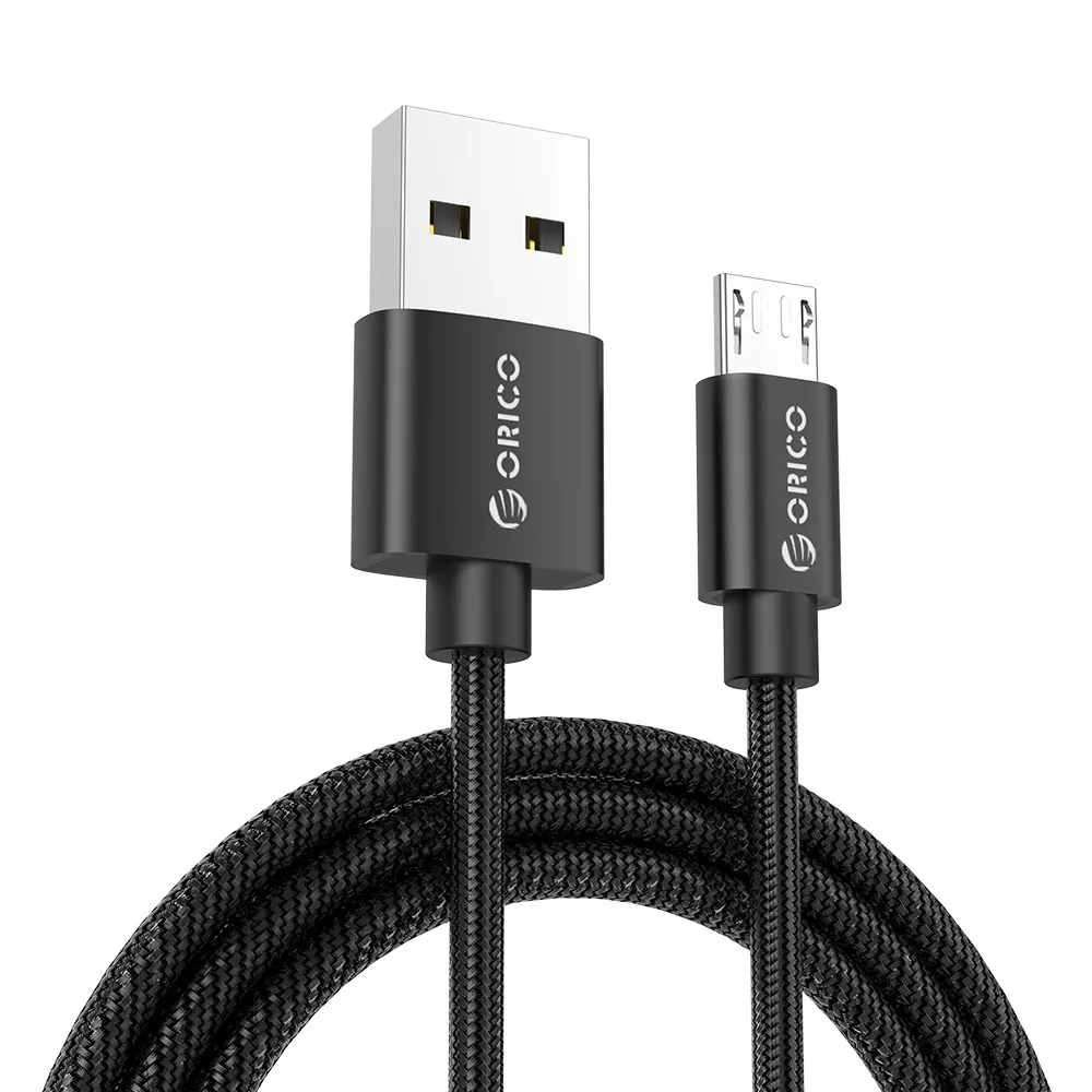 ORICO USB-A-Micro USB кабель 2.4A Быстрая зарядка USB кабель для передачи данных для Xiaomi huawei SamSung LG Letv Android usb кабели для зарядки 1 м - Цвет: Черный