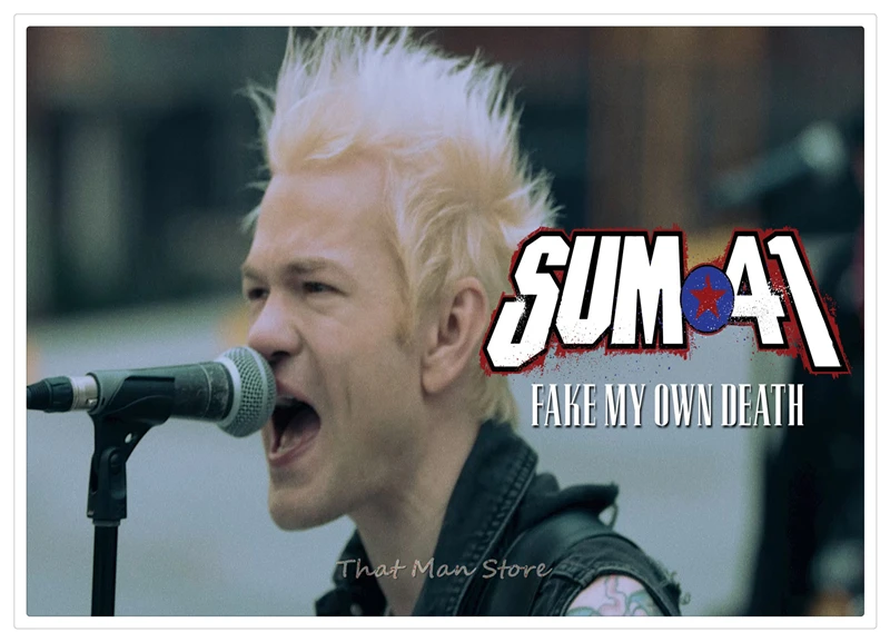 Белый Sum 41 плакат Рок-н-ролл белый крафт-бумага плакат декоративный Рисунок для бара ядро студенческого общежития подарок - Цвет: Белый