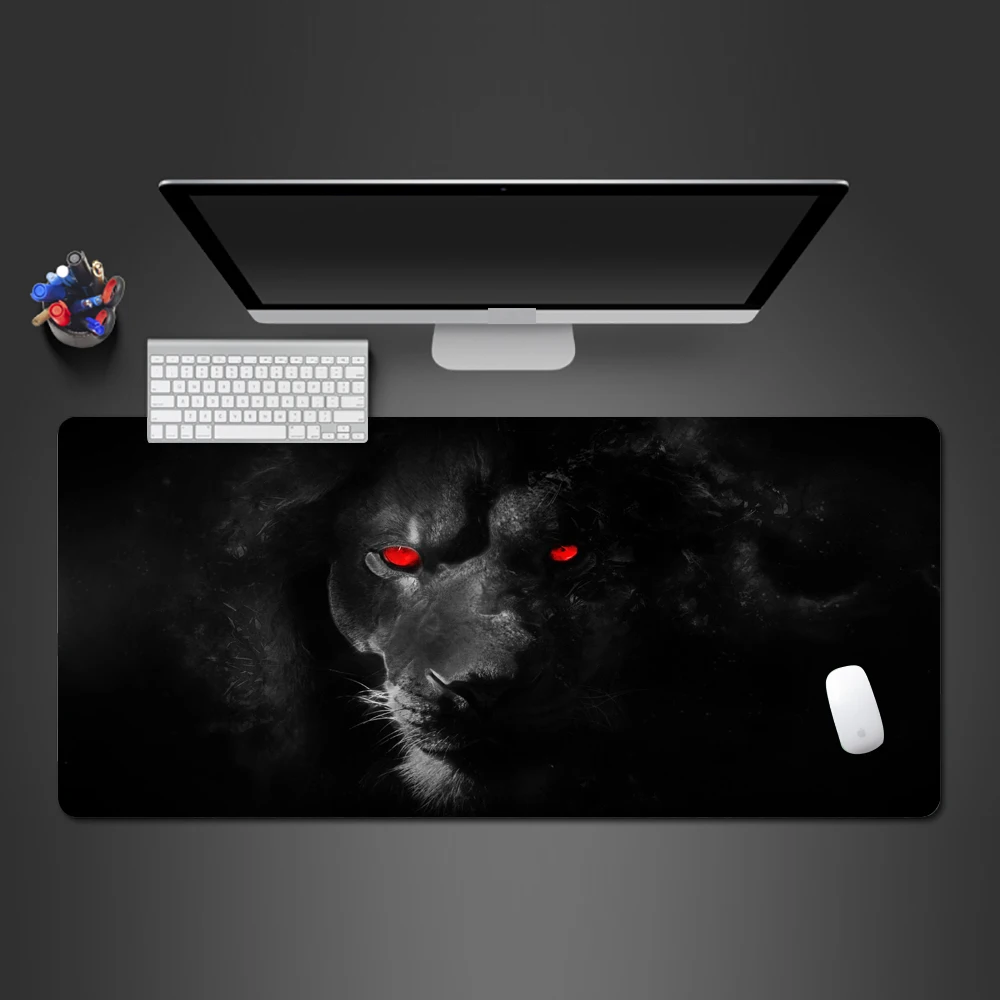Супер классный черный коврик для мыши Red Eye Lion высококачественный большой с
