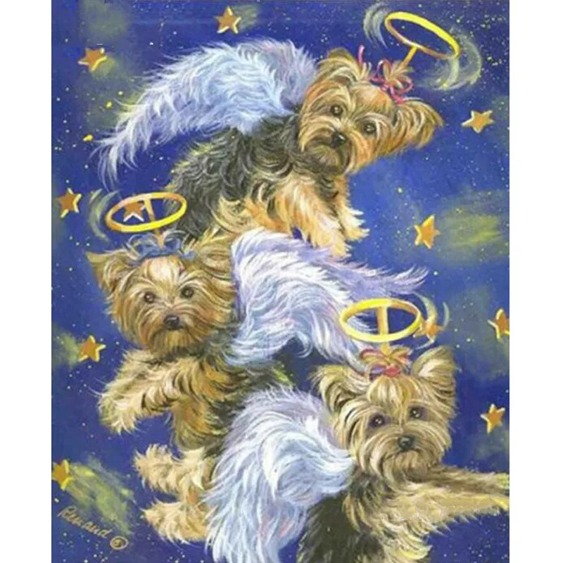 Алмазная 5D картина сделай сам с полными квадратными стразами бордюр колли ангел