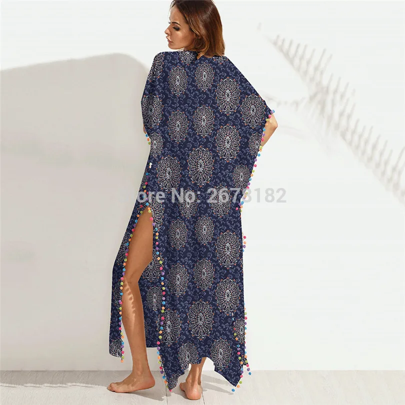 Длинное платье в стиле бохо размера плюс 2018 с коротким рукавом летучая мышь и
