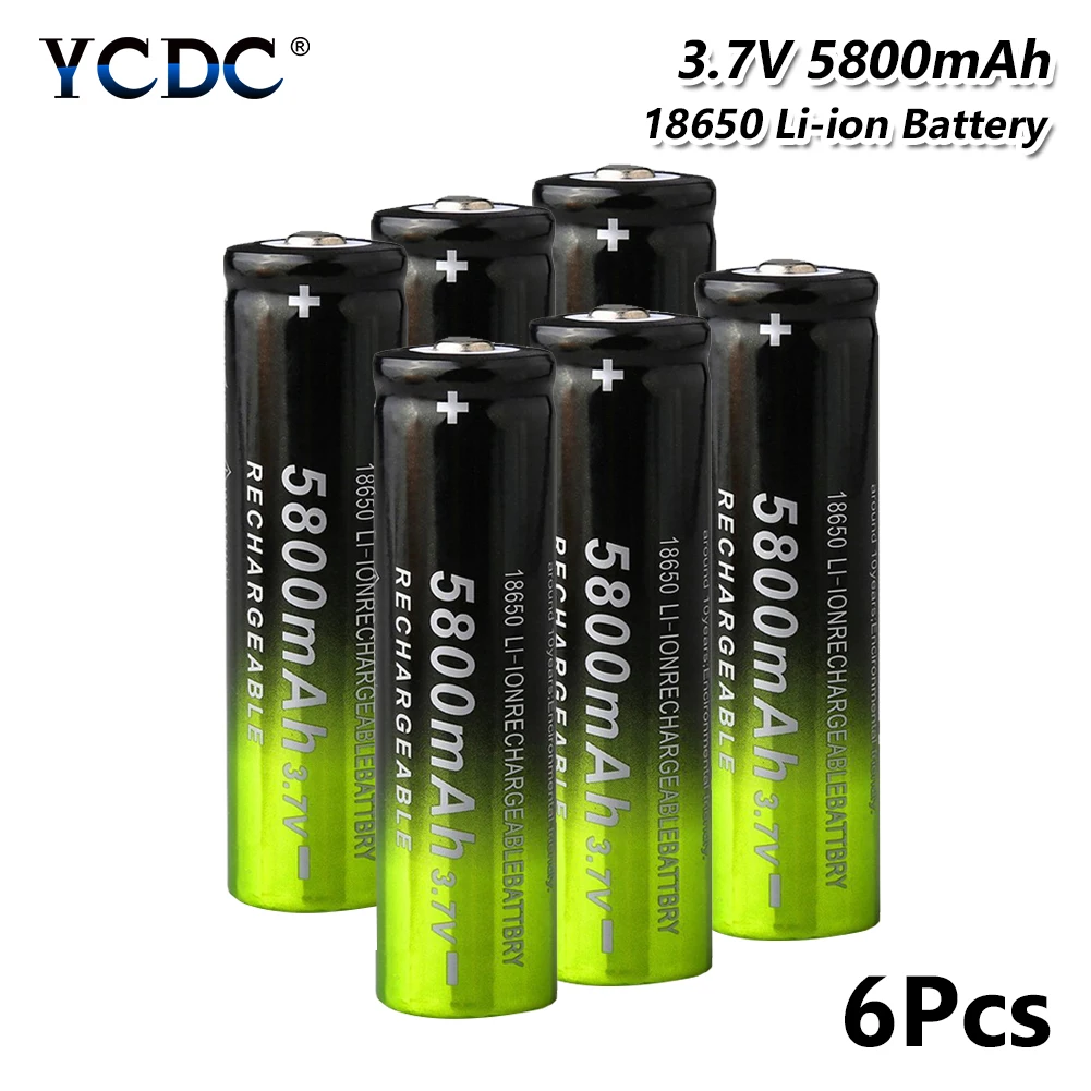 6 Pcs 18650 аккумуляторная батарея 18650 3,7 в 5800 мАч литиевая аккумуляторная батарея для перезаряжаемый аккумулятор для электронных сигарет - Цвет: 6 Pcs