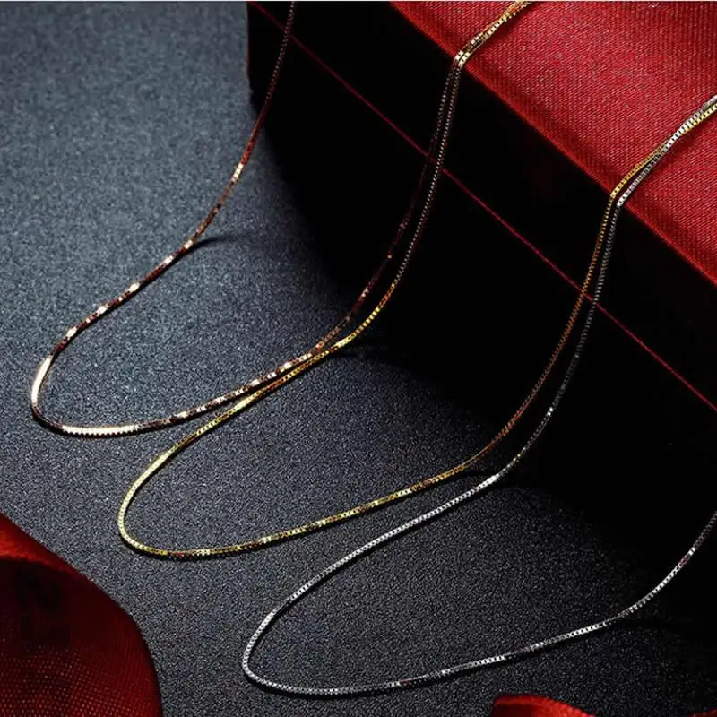 

Pure AU750 Gold Necklace Box Chain Necklace Chain 1mmW