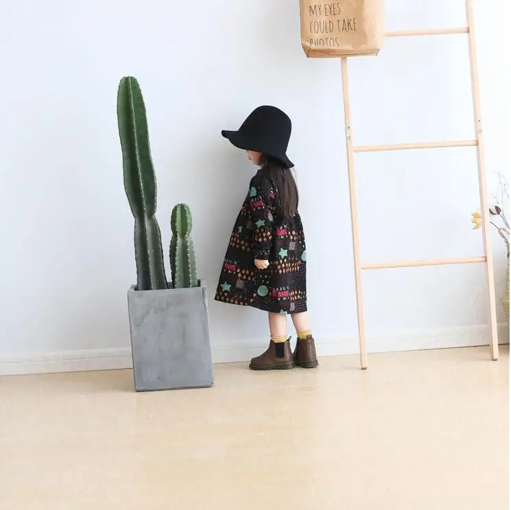 От 1 до 7 лет оптовая продажа 2017 Осень Обувь для девочек платье с принтом Хорошее