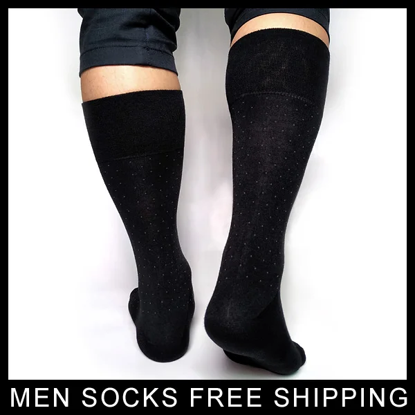 Высококачественные черные мужские носки с узором в горошек хлопковые