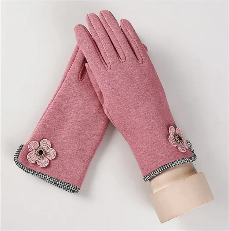 G126 013B Pink CHSDCSI рукавицы женские перчатки полный палец зимние кашемировые перчатки теплая овчина нейлон дышащий ручной работы толстые варежки - Цвет: G126 013B Pink