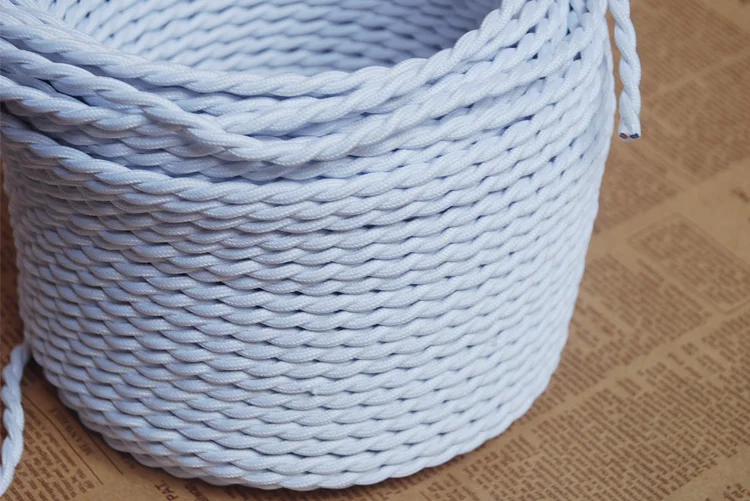 2*0.75mm2 Edison Vintage Lamp Cord White Knitted Cloth Retro Twisted Electrical Wire Textile Cable Pendant light 5/10M | Обустройство