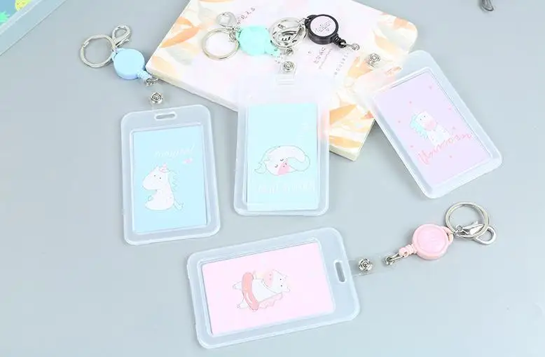 1 шт. Kawaii Единорог кошка фрукты прозрачный банк футляры для идентификационных карт Чехол для карт студенческий Бизнес Кредитные карты сумка канцелярские принадлежности