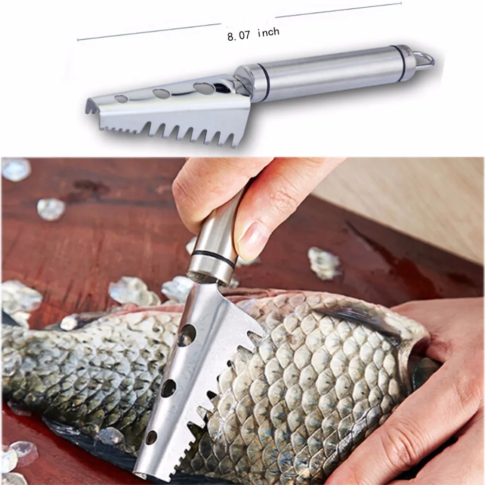 Stainless Steel Fish Scraper Knife Tools Skin Scaler Brush Cleaner Peelers Cooking High Quality B209 | Дом и сад