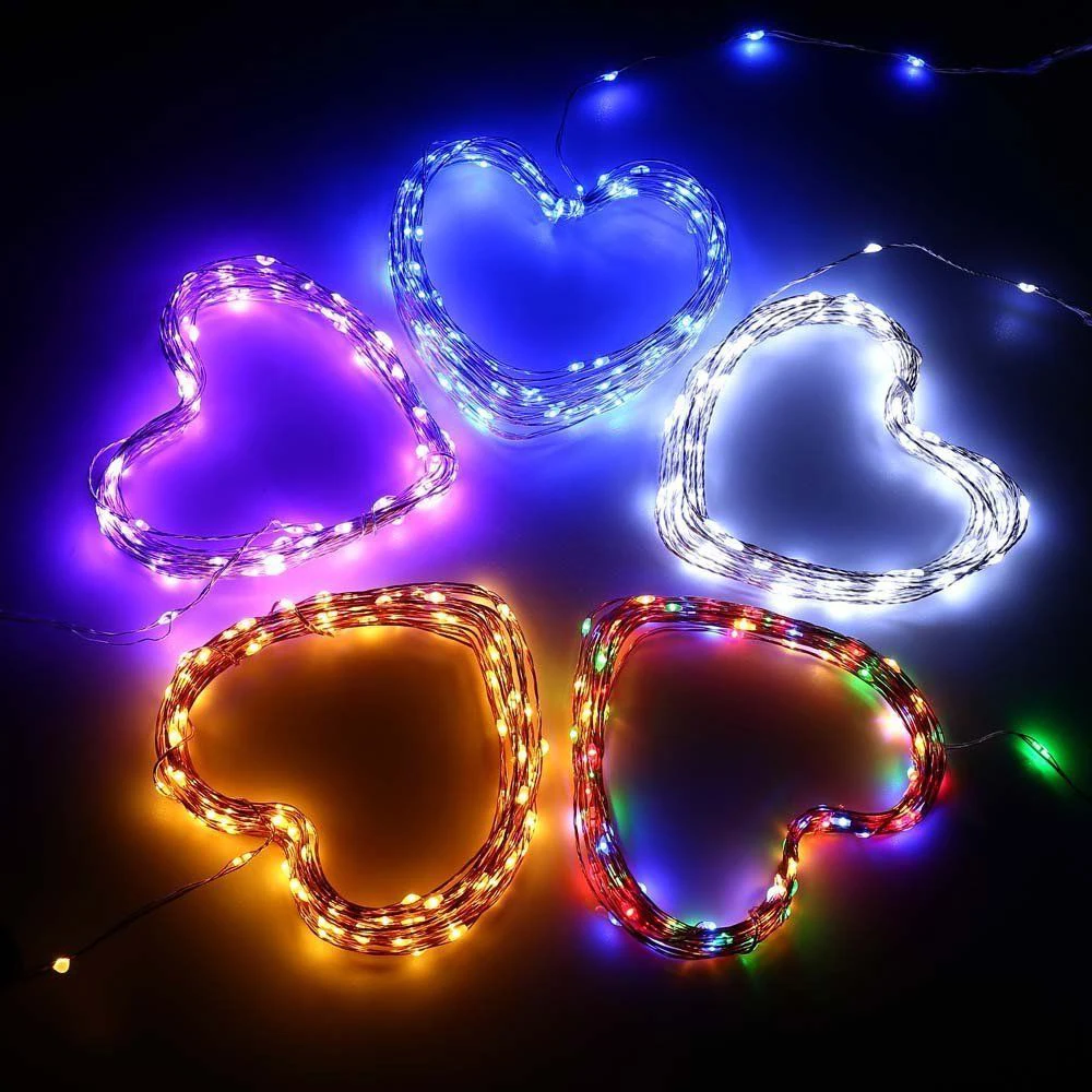 Светодиодная гирлянда с медной проволокой 10 м 100 светодиодов 12 В постоянного