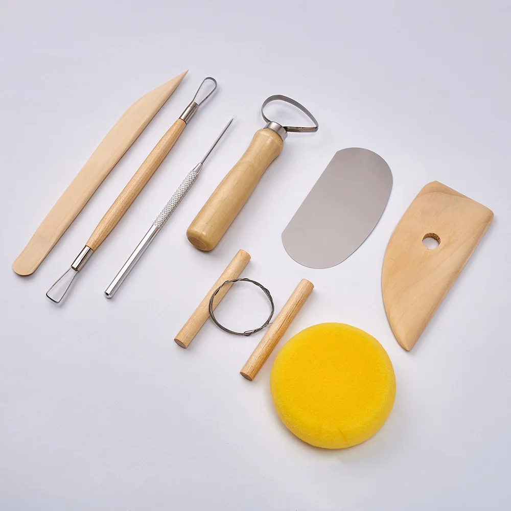 

8pcs/set Beginner Pottery Tool DIY Art Basic Set Clay Sculpting Tool Kit Pottery & Ceramics Wooden Handle Modeling Craft Tools