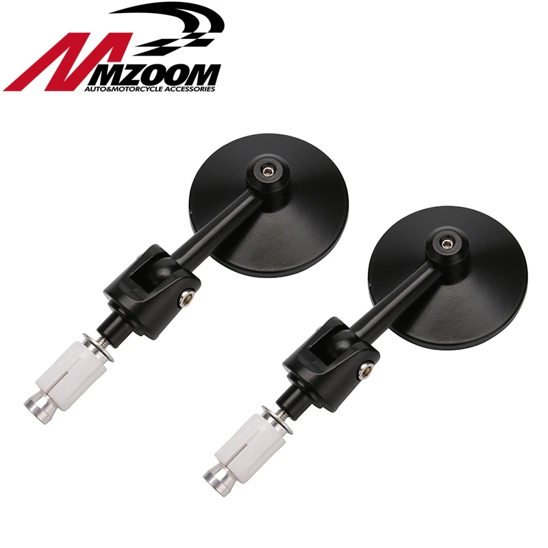 Motorcycle CNC Aluminum Universal Rear Rearview Side View 3&quot Handle Bar End 7/8&quot Mirrors Round Black NEW|mirror bar end|motorcycle mirror