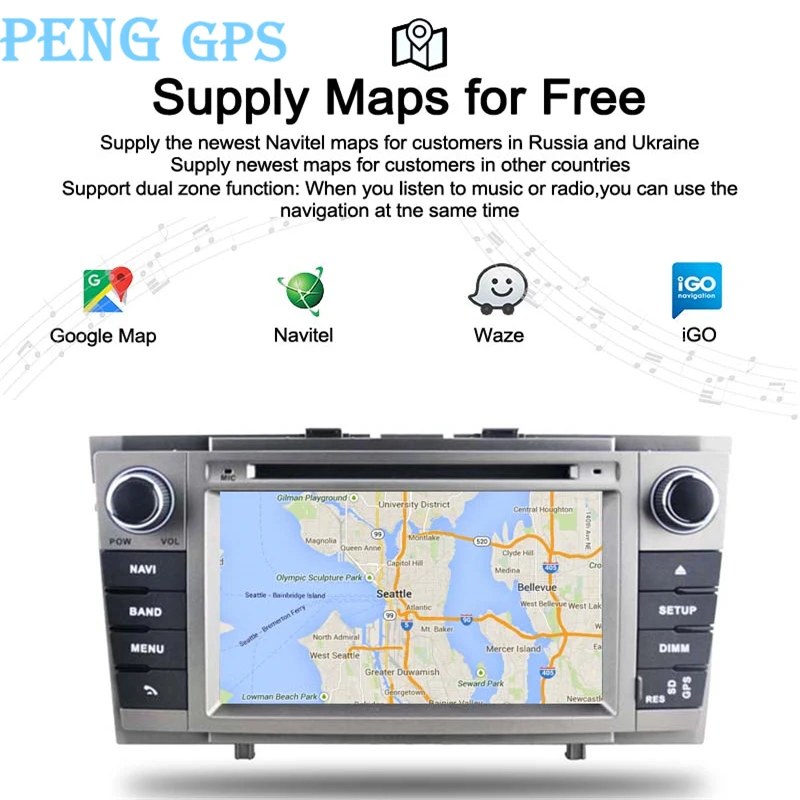 Новейший автомобильный DVD плеер с GPS навигацией для Toyota Avensis T27 2009 2015 Головной блок
