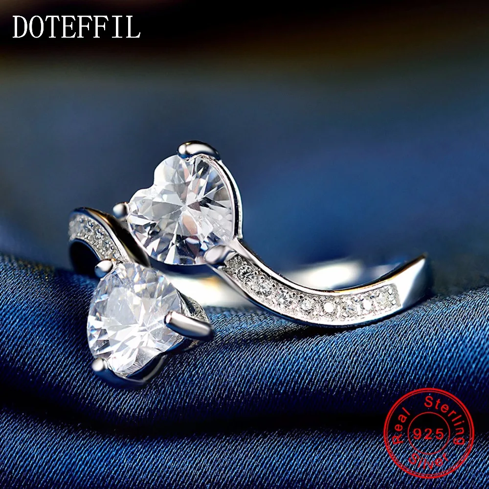 Женские кольца в виде сердца из серебра 100% пробы модные очаровательные