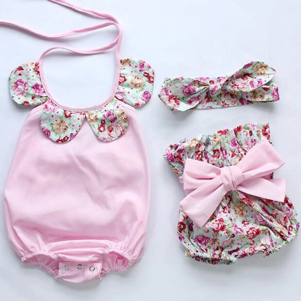 Детские комбинезоны и + шорты ободок с бантом для девочек летний комплект одежды