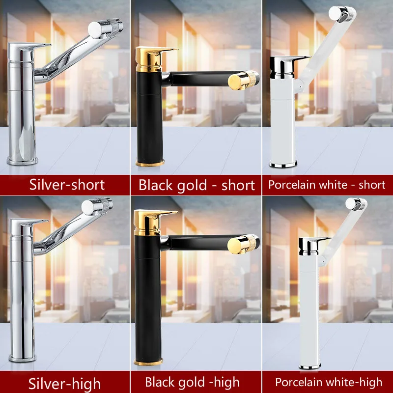 

JD Hole Faucet Water- Tap Copper Black Basin Deck Mounted Brass Plating Single Holder Metered Handle